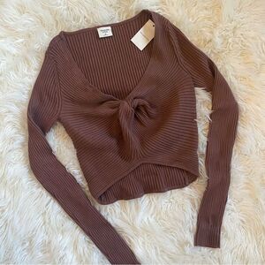 Abercrombie & Fitch Twist Front Ribbed Knit Sweater Top